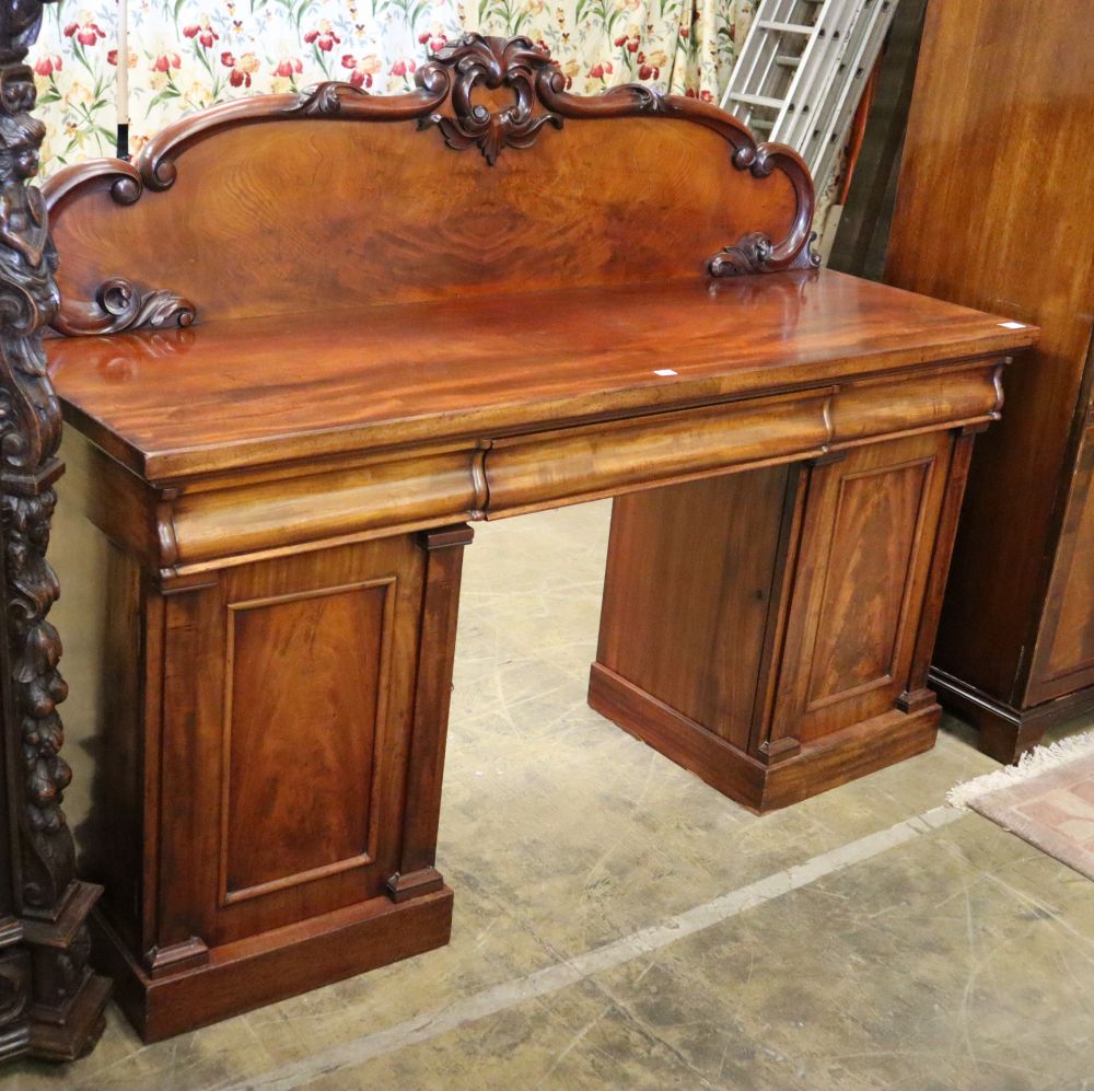 An early Victorian mahogany pedestal sideboard, W.183cm